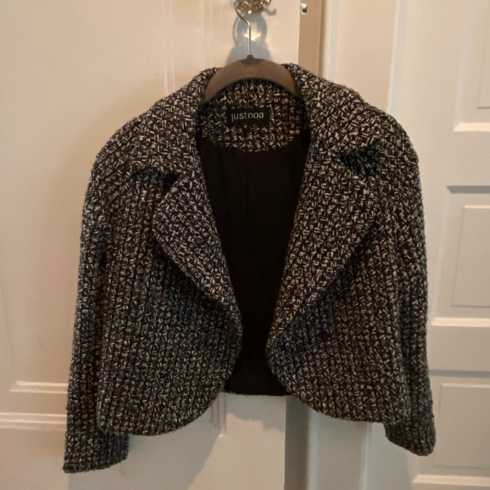 Justnoa Cropped Tweed Blazer Jacket Size Small